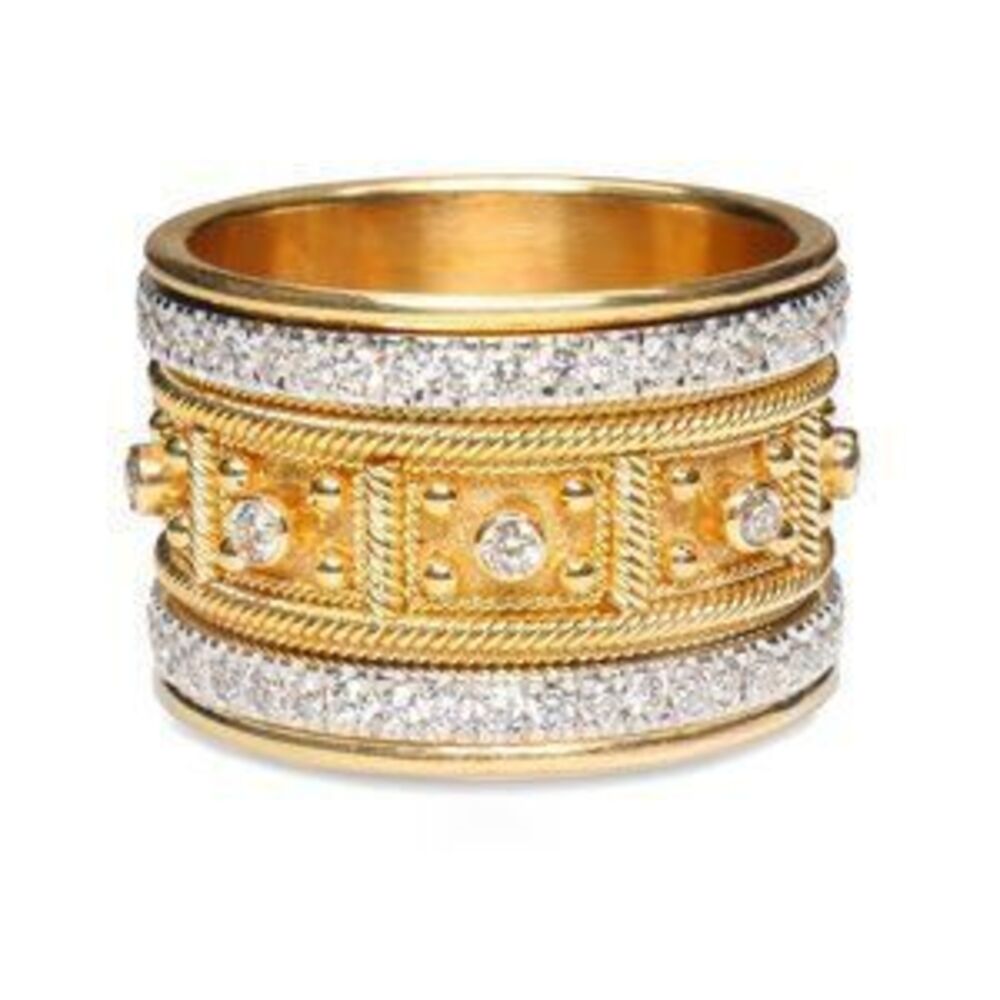 *NEW 18K Yellow Gold Vintage Diamond Wide Ring